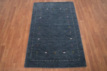 Navy Blue Handmade Tribal Gabbeh Rug 3x5