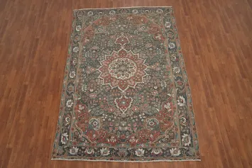 Traditional Gray Floral Tabriz Persian Area Rug 7x10