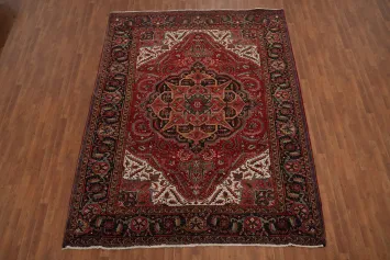Vintage Red Wool Heriz Persian Area Rug 8x10