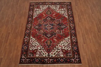 Vintage Geometric Heriz Persian Area Rug 7x10