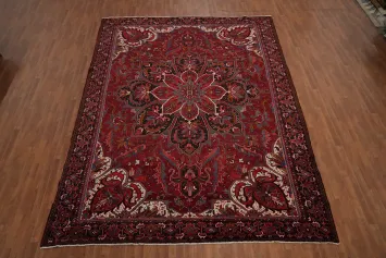 Handmade Red Wool Heriz Persian Large Rug 10x14