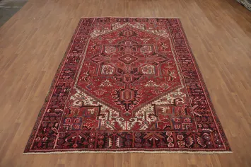 Handcrafted Red Wool Heriz Persian Area Rug 8x11