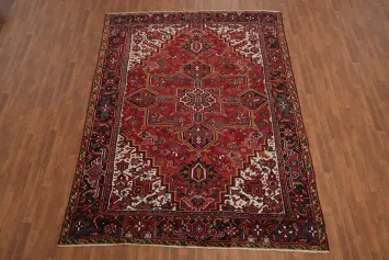 Red Geometric Wool Heriz Persian Area Rug 8x11