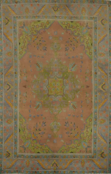 Orange Wool Tabriz Persian Area Rug 6x10