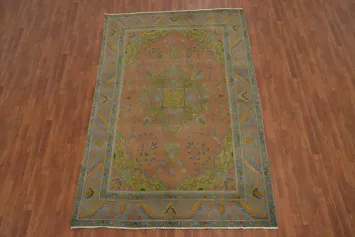 Orange Wool Tabriz Persian Area Rug 6x10