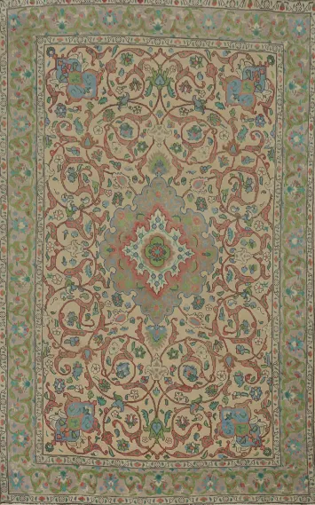 Vintage Wool Floral Tabriz Persian Area Rug 6x10