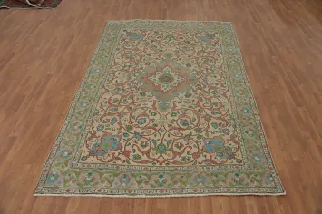 Vintage Wool Floral Tabriz Persian Area Rug 6x10