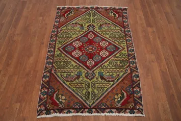 Light Green Geometric Tabriz Persian Rug 3x5