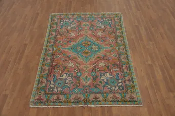 Vintage Wool Pink Bakhtiari Persian Rug 5x7