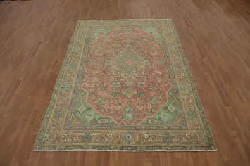 Vintage Geometric Tabriz Persian Area Rug 6x9