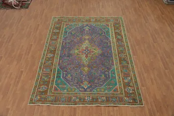 Purple Wool Handmade Tabriz Persian Area Rug 8x11