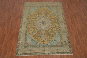 Vintage Wool Tabriz Persian Area Rug 7x10