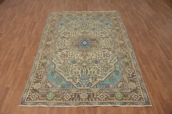 Handmade Geometric Tabriz Persian Area Rug 6x9