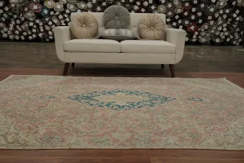 Pink Floral Kerman Persian Area Rug 6x9