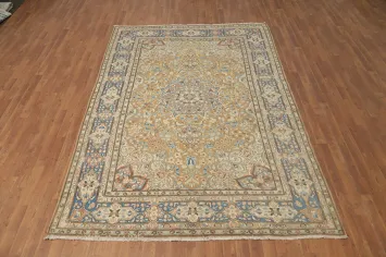 Vegetable Dye Floral Kerman Persian Area Rug 6x9