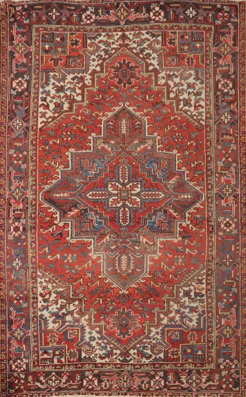 Geometric Heriz Persian Area Rug 7x11