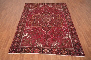 Geometric Red Wool Heriz Persian Area Rug 8x10