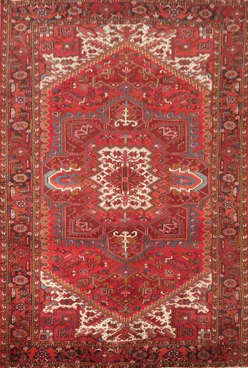 Vintage Geometric Heriz Persian Area Rug 8x11