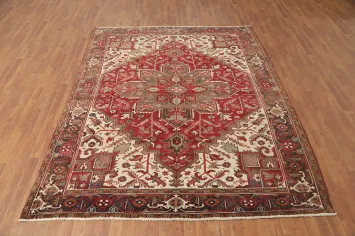Geometric Red Heriz Persian Area Rug 7x9