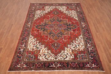 Geometric Heriz Persian Vegetable Dye Rug 7x10