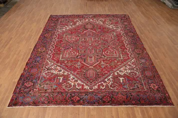 Vegetable Dye Geometric Heriz Persian Area Rug 9x11