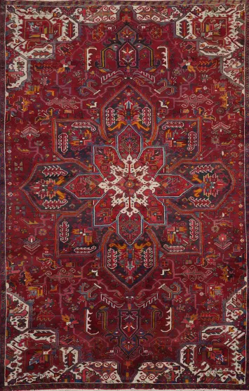 Red Wool Vegetable Dye Heriz Persian Area Rug 6x10