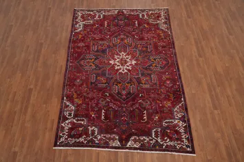 Red Wool Vegetable Dye Heriz Persian Area Rug 6x10