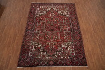 Vegetable Dye Geometric Heriz Persian Area Rug 8x12
