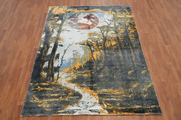 Mystical Forest Scene Area Rug 6x8 for Enchanting Home Decor