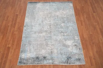 Chic Grey and Blue Abstract Rug 4x6 to Elevate Your Living Space