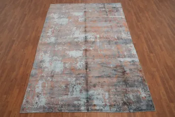 Distressed Look Abstract Rug 6x10 with Rustic Orange and Gray Tones