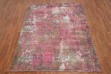 Elegant Pink Marble Effect Abstract Rug 5x7 for Modern Living Spaces