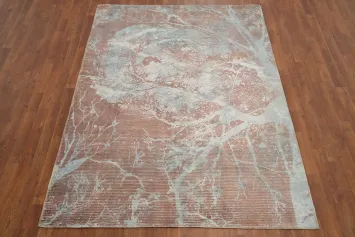 Sophisticated Tree Design Rug 6x8 in Calming Warm and Cool Tones