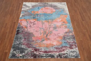 Serene Dawn Rug 5x7 Enchanting Forest Under a Pink Moon