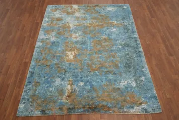 Artistic Blue Abstract Area Rug 6x8 for Contemporary Living Rooms