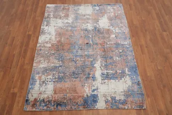 Modern Distressed Look Abstract Rug 5x7 in Subtle Earthy Colors