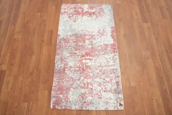 Contemporary Artistic Abstract Rug 2x4 with Distressed Look Design