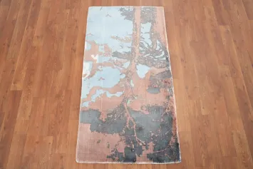 Elegant Forest Scene Abstract Rug 2x4 in Muted Pastels for Modern Interiors