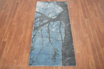 Handmade Abstract Oriental Runner Rug 2x5