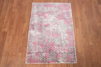 Lush Abstract Pink Tones with Soft Gray Abstract Rug 2x3