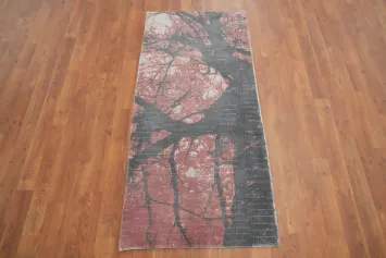 Elegant Texture Abstract Rug 2x5 with Marble Effect Design