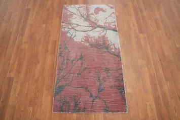 Contemporary Abstract Nature Print Runner Rug 2x5