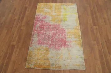 Abstract Multicolor Distressed Look Modern Rug 3x5