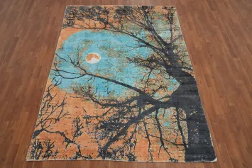 Stunning Tree Silhouette Rug 6x8 with Soothing Earthy Tones
