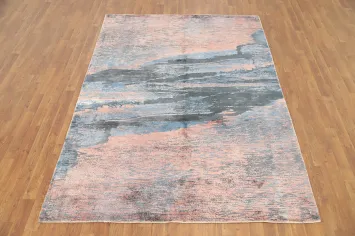 Modern Abstract Art Rug 6x8 with Soft Textures and Earthy Hues