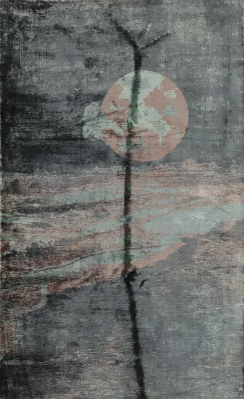 Nature-Inspired Abstract Rug 5x8 with Soft Color and Unique Patterns