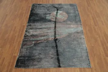 Nature-Inspired Abstract Rug 5x8 with Soft Color and Unique Patterns