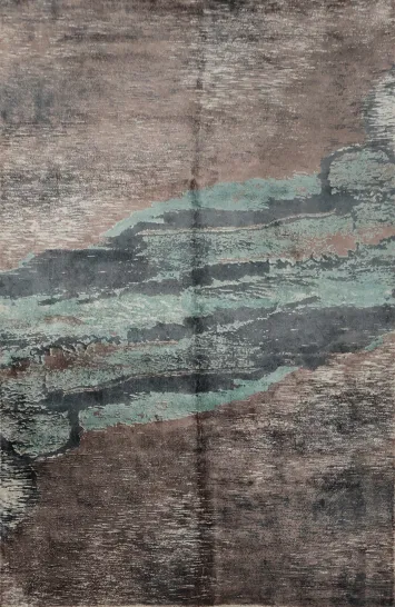 Contemporary Abstract Rug 6x8 with Earth Tone Elegance