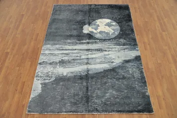 Moonlit Ocean Dreamscape Rug 6x8 for Your Living Room Serenity
