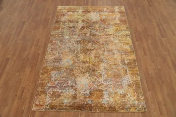 Modern Abstract Earth-Toned Area Rug 5x8 with Textured Design